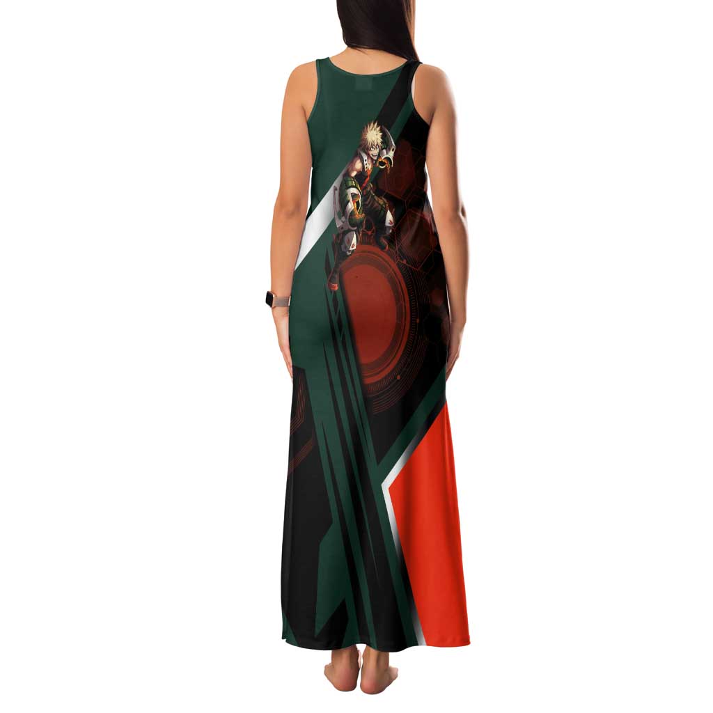 Katsuki Bakugo Tank Maxi Dress Explosive Anime Action Illustration with Fiery Combat Effects