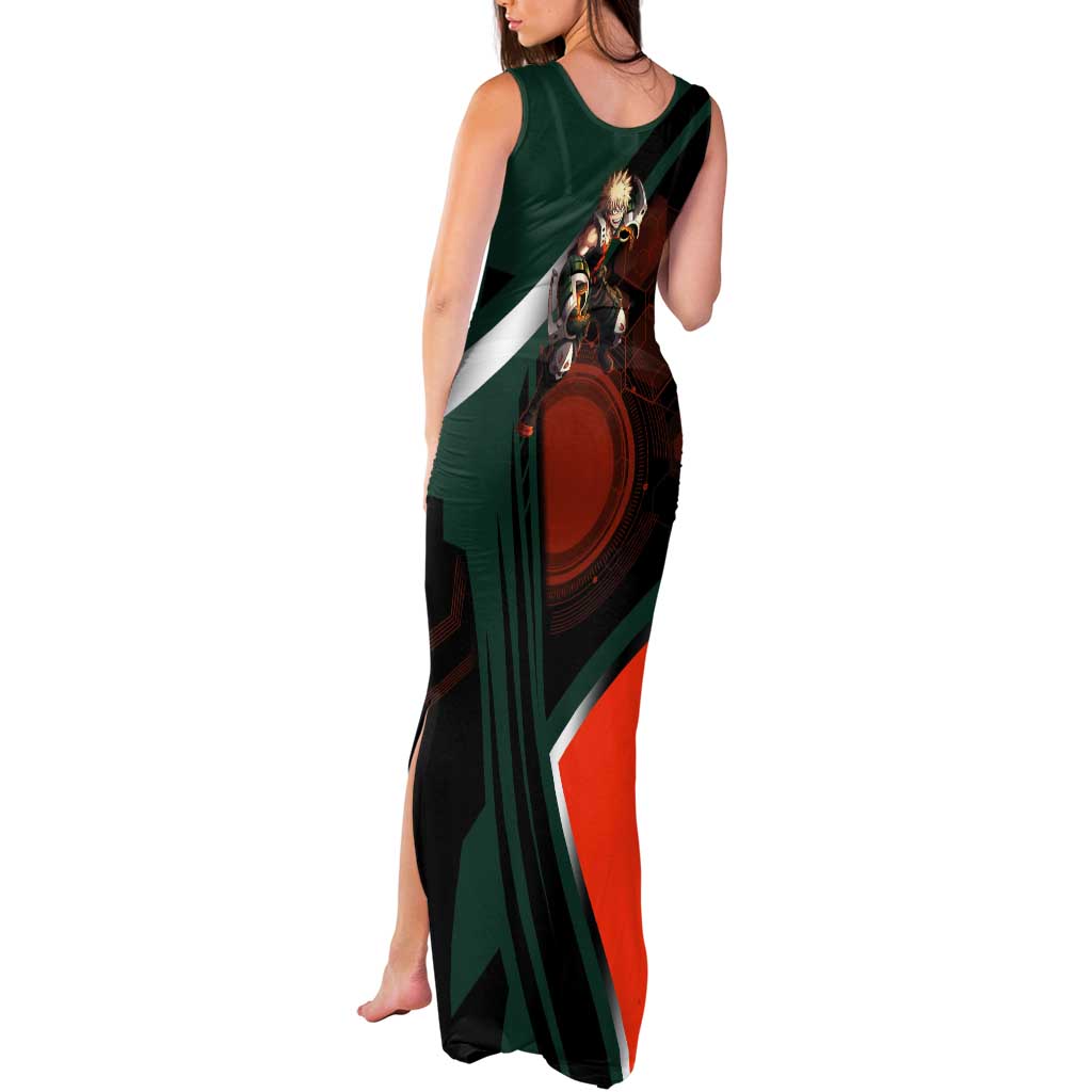 Katsuki Bakugo Tank Maxi Dress Explosive Anime Action Illustration with Fiery Combat Effects