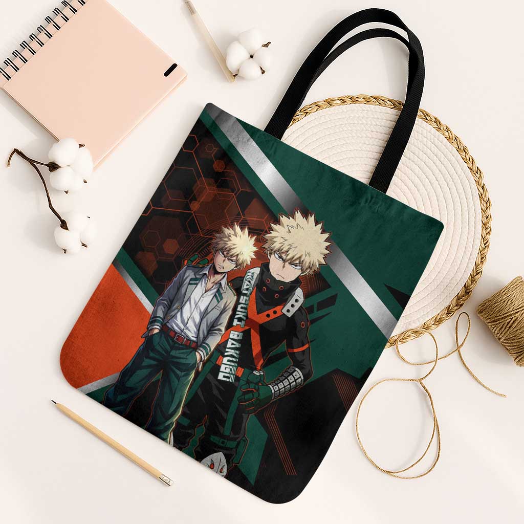 Katsuki Bakugo Tote Bag Explosive Anime Action Illustration with Fiery Combat Effects
