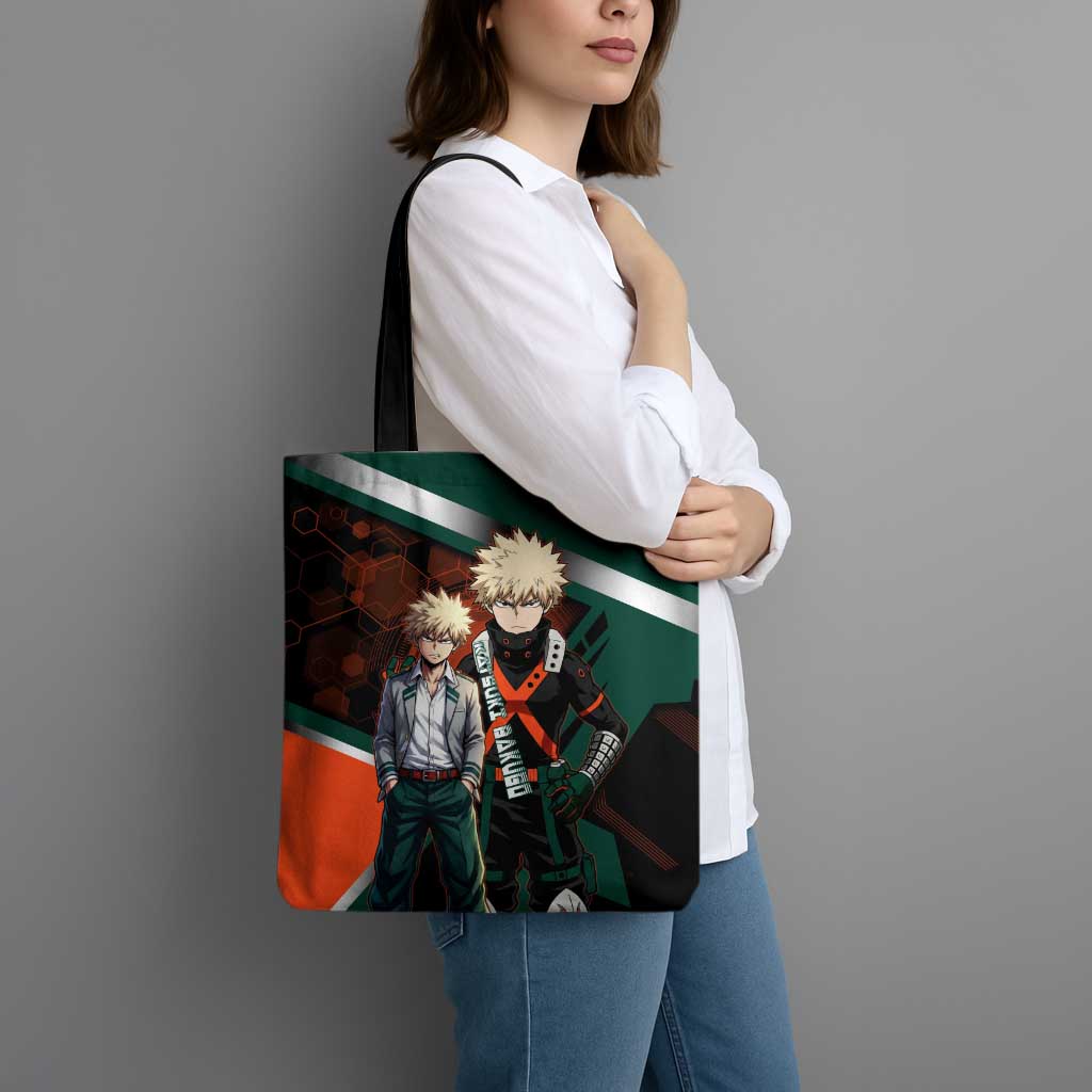 Katsuki Bakugo Tote Bag Explosive Anime Action Illustration with Fiery Combat Effects