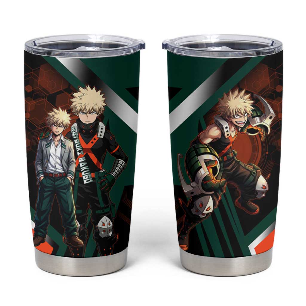 Katsuki Bakugo Tumbler Cup Explosive Anime Action Illustration with Fiery Combat Effects