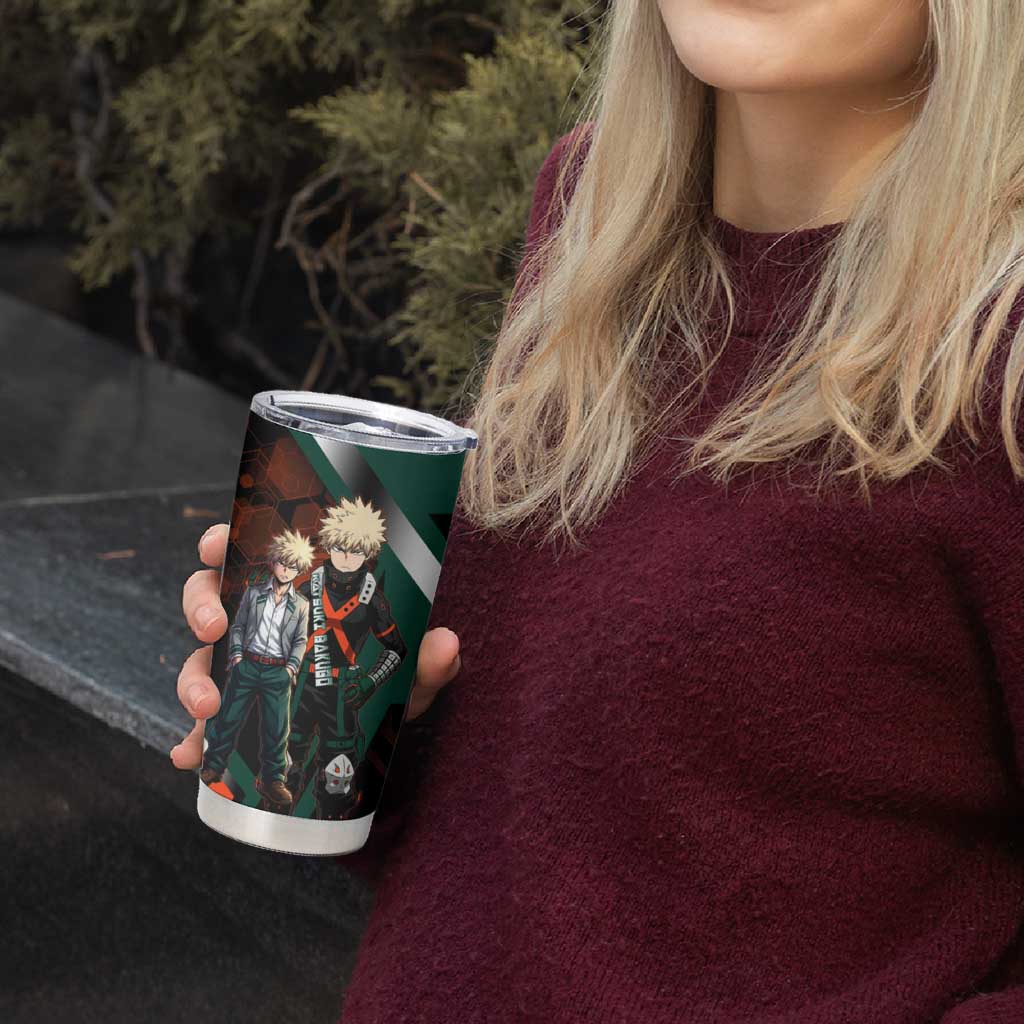 Katsuki Bakugo Tumbler Cup Explosive Anime Action Illustration with Fiery Combat Effects