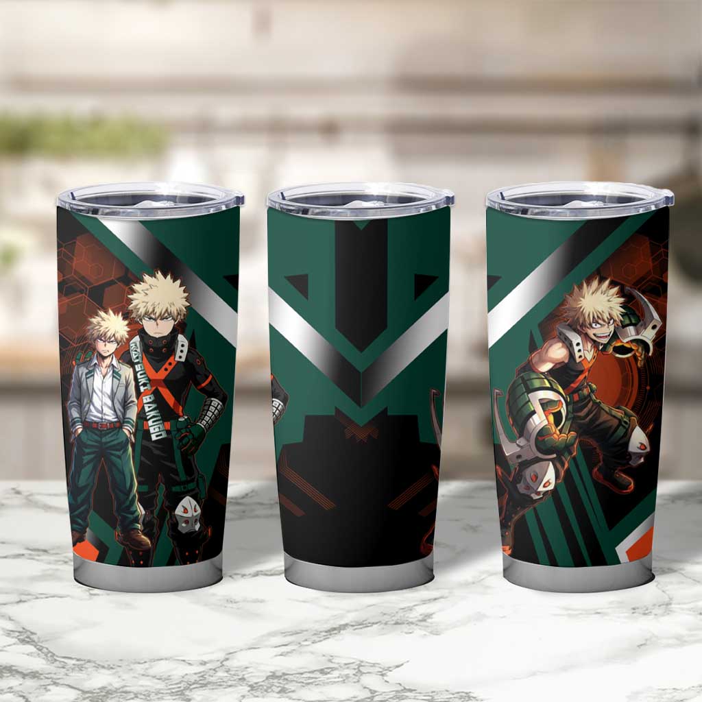 Katsuki Bakugo Tumbler Cup Explosive Anime Action Illustration with Fiery Combat Effects