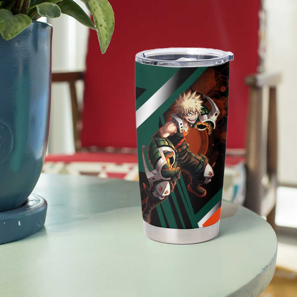 Katsuki Bakugo Tumbler Cup Explosive Anime Action Illustration with Fiery Combat Effects