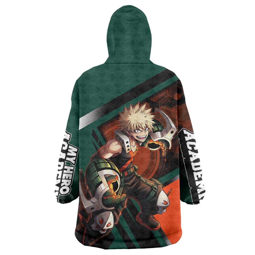 Katsuki Bakugo Wearable Blanket Hoodie Explosive Anime Action Illustration with Fiery Combat Effects