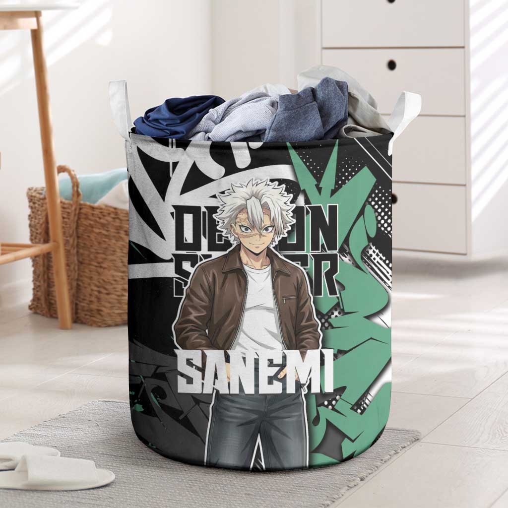 Sanemi Demon Slayer Laundry Basket Graffiti Street Anime Design