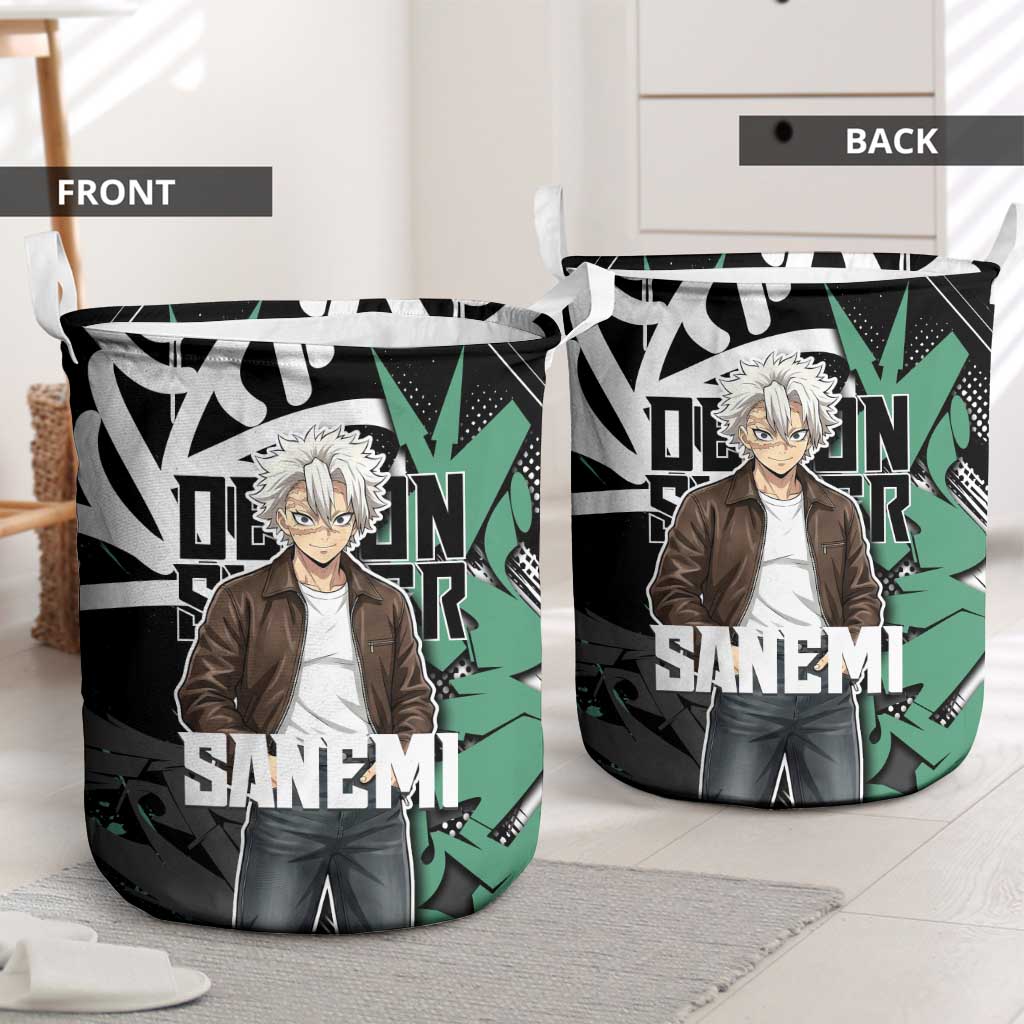 Sanemi Demon Slayer Laundry Basket Graffiti Street Anime Design