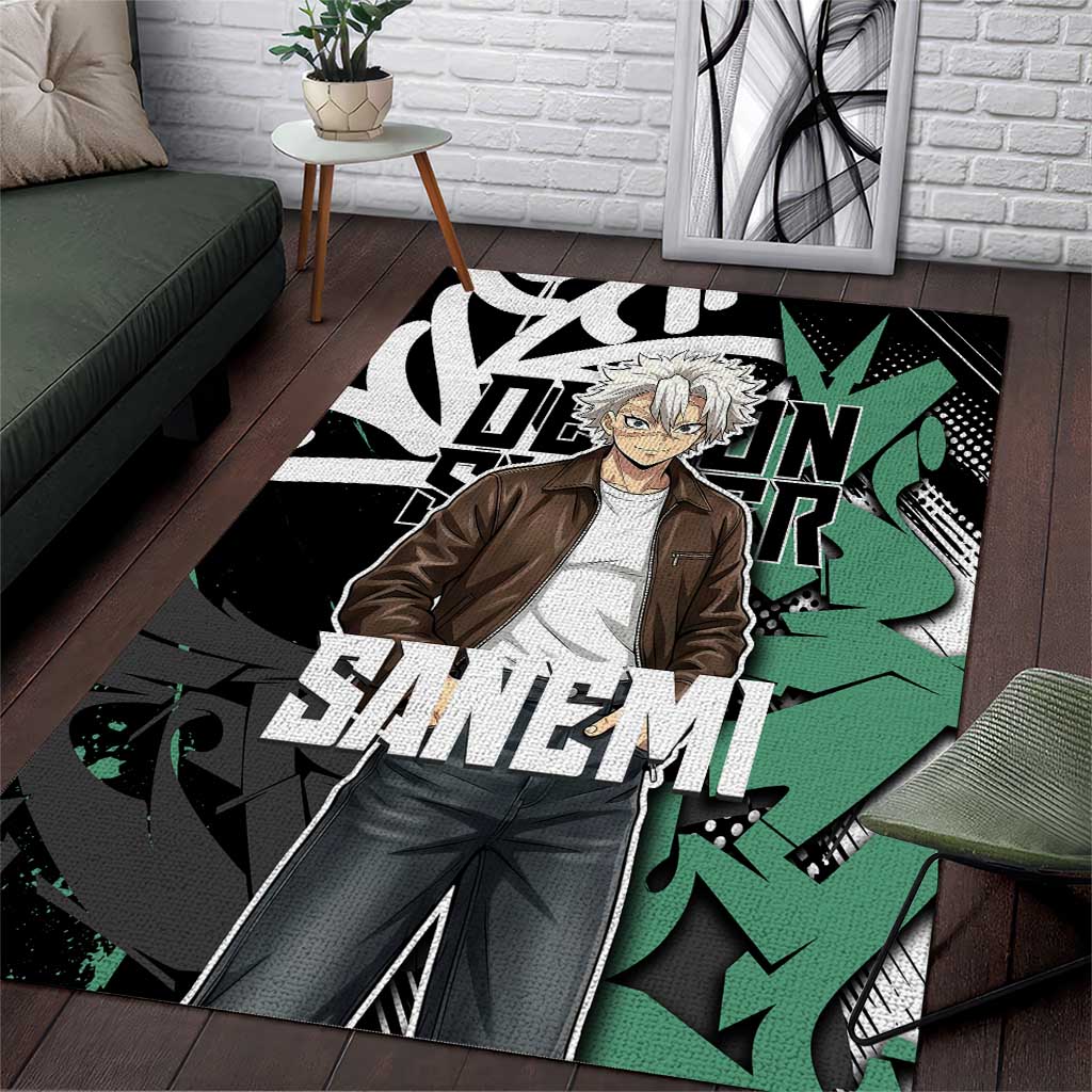 Sanemi Demon Slayer Area Rug Graffiti Street Anime Design