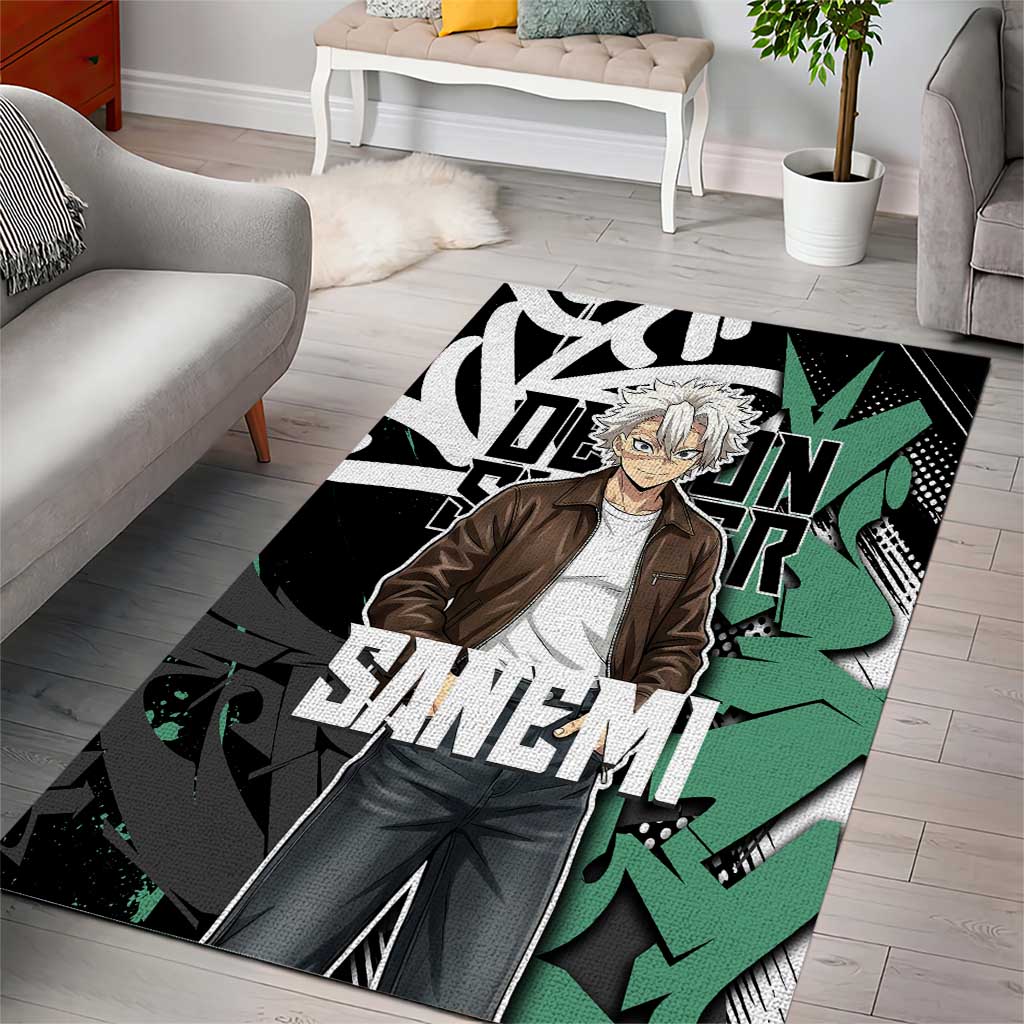 Sanemi Demon Slayer Area Rug Graffiti Street Anime Design