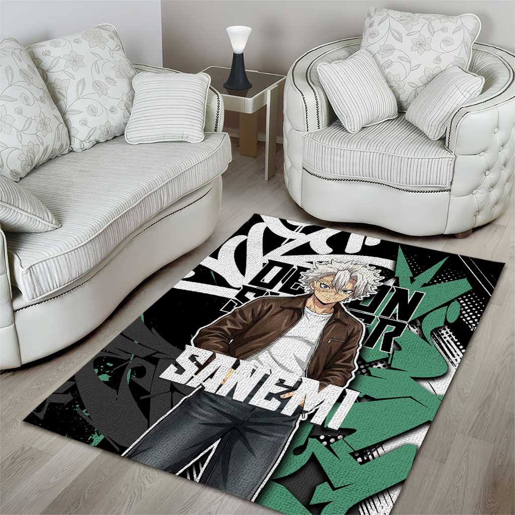 Sanemi Demon Slayer Area Rug Graffiti Street Anime Design