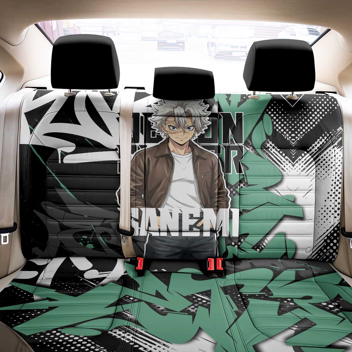 Sanemi Demon Slayer Back Car Seat Cover Graffiti Street Anime Design