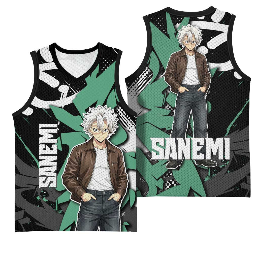 Sanemi Demon Slayer Basketball Jersey Graffiti Street Anime Design