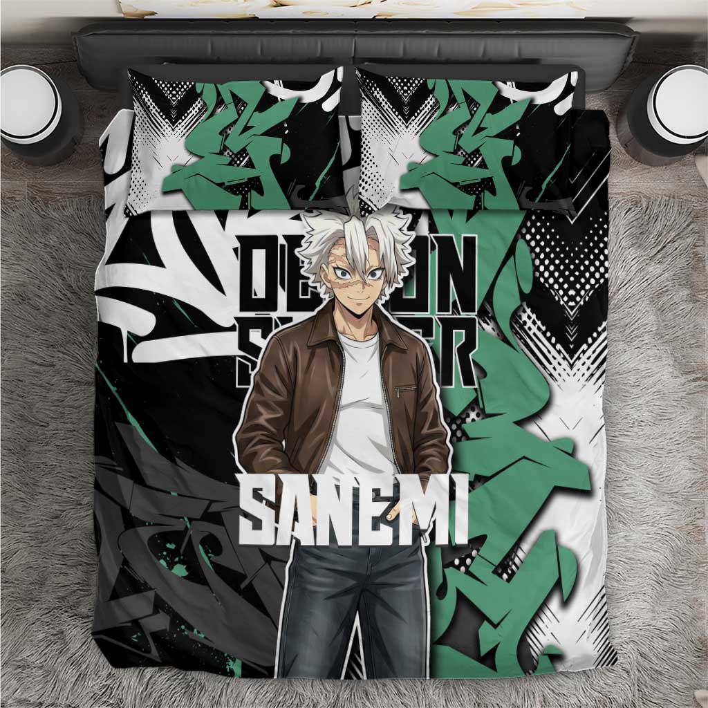 Sanemi Demon Slayer Bedding Set Graffiti Street Anime Design