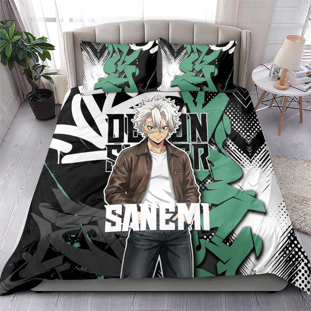 Sanemi Demon Slayer Bedding Set Graffiti Street Anime Design