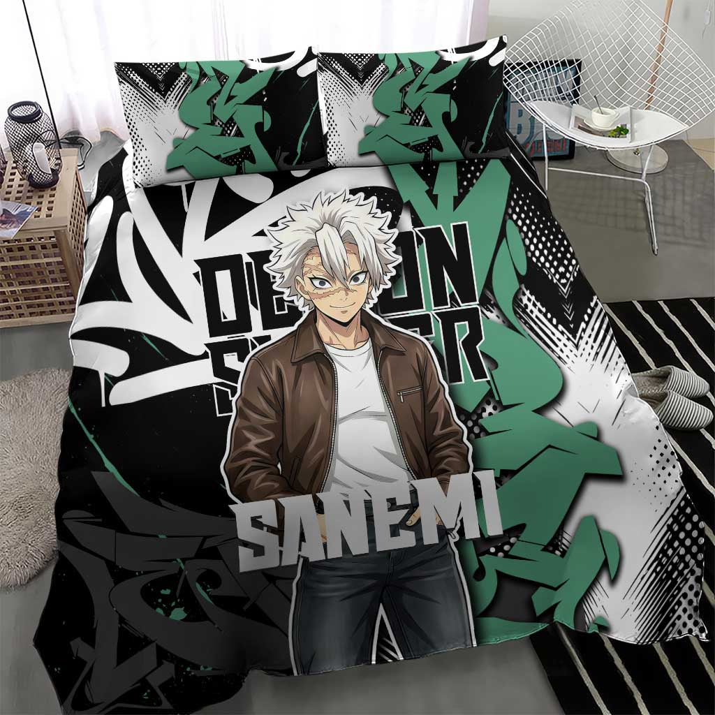 Sanemi Demon Slayer Bedding Set Graffiti Street Anime Design