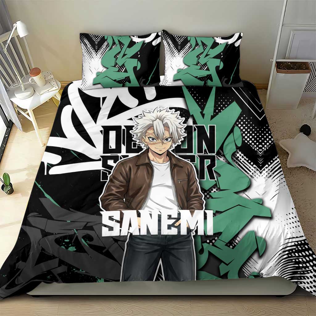 Sanemi Demon Slayer Bedding Set Graffiti Street Anime Design