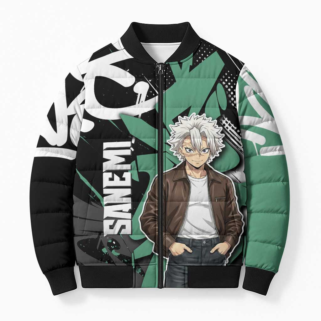 Sanemi Demon Slayer Bomber Puffer Jacket Graffiti Street Anime Design