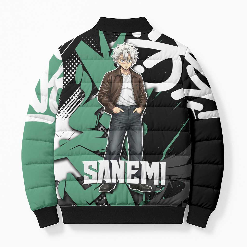 Sanemi Demon Slayer Bomber Puffer Jacket Graffiti Street Anime Design