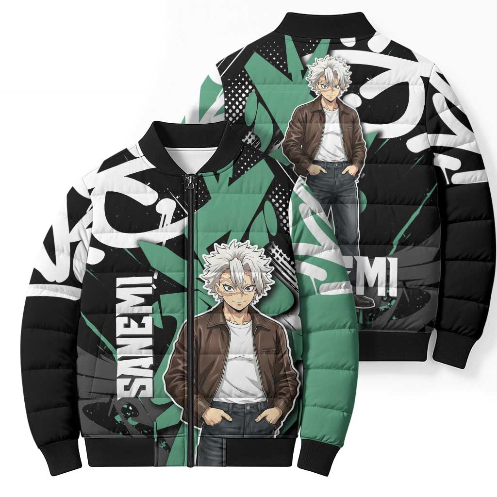 Sanemi Demon Slayer Bomber Puffer Jacket Graffiti Street Anime Design