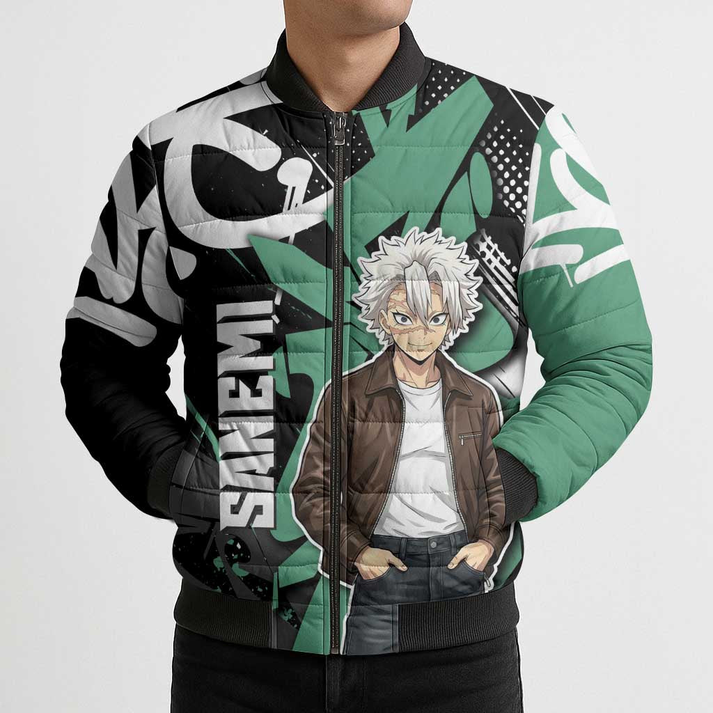 Sanemi Demon Slayer Bomber Puffer Jacket Graffiti Street Anime Design
