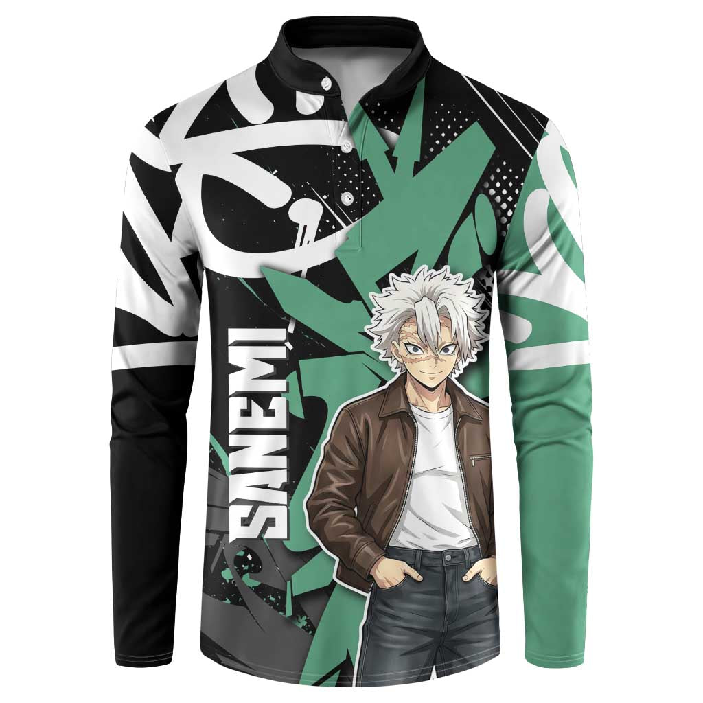 Sanemi Demon Slayer Button Sweatshirt Graffiti Street Anime Design