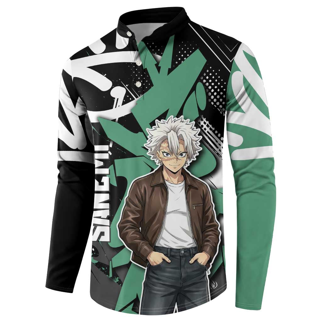 Sanemi Demon Slayer Button Sweatshirt Graffiti Street Anime Design