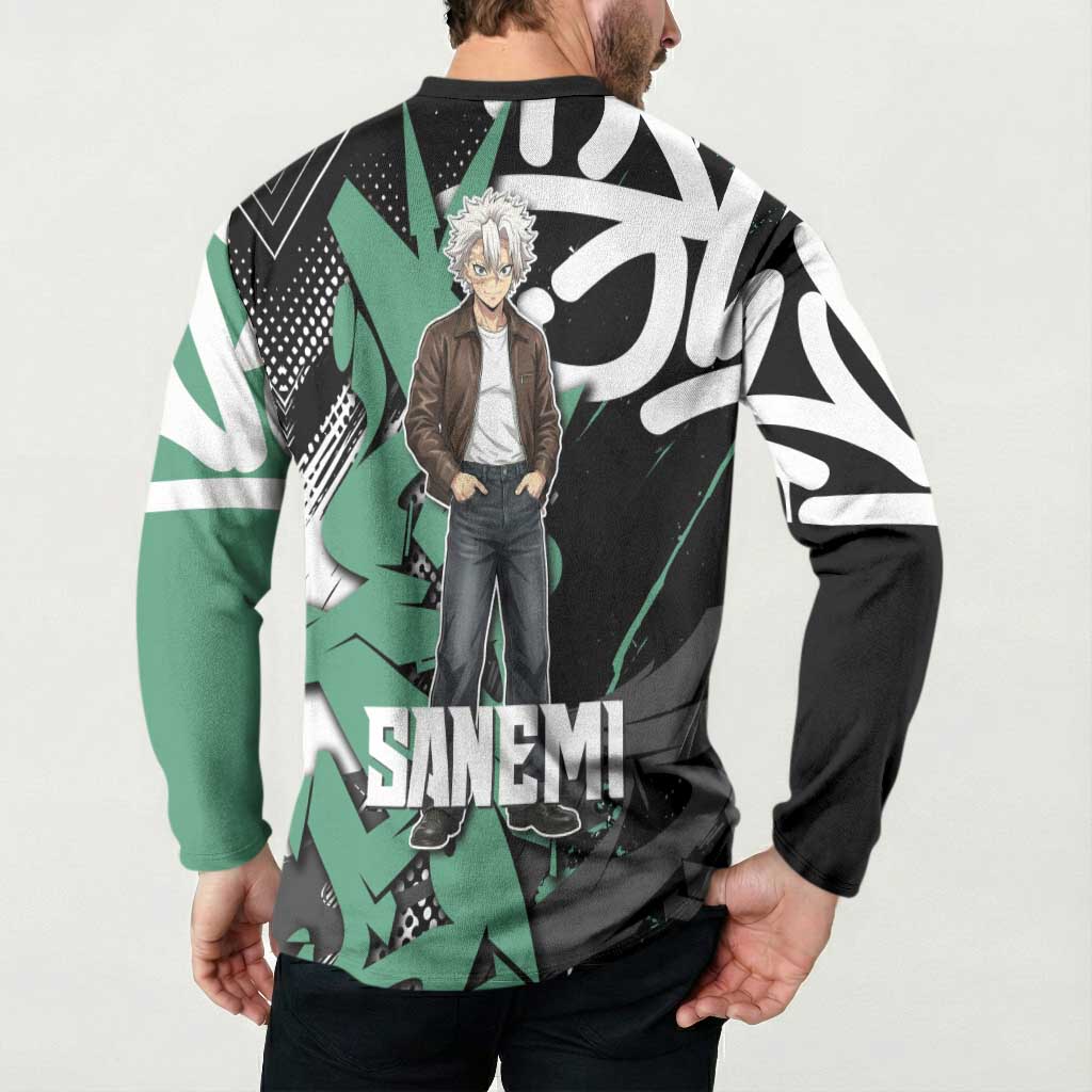 Sanemi Demon Slayer Button Sweatshirt Graffiti Street Anime Design