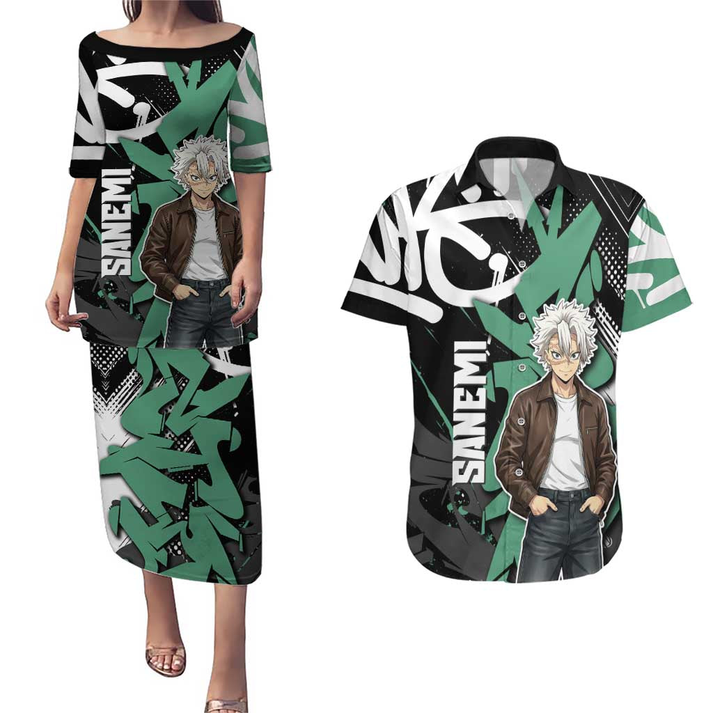 Sanemi Demon Slayer Couples Matching Puletasi and Hawaiian Shirt Graffiti Street Anime Design