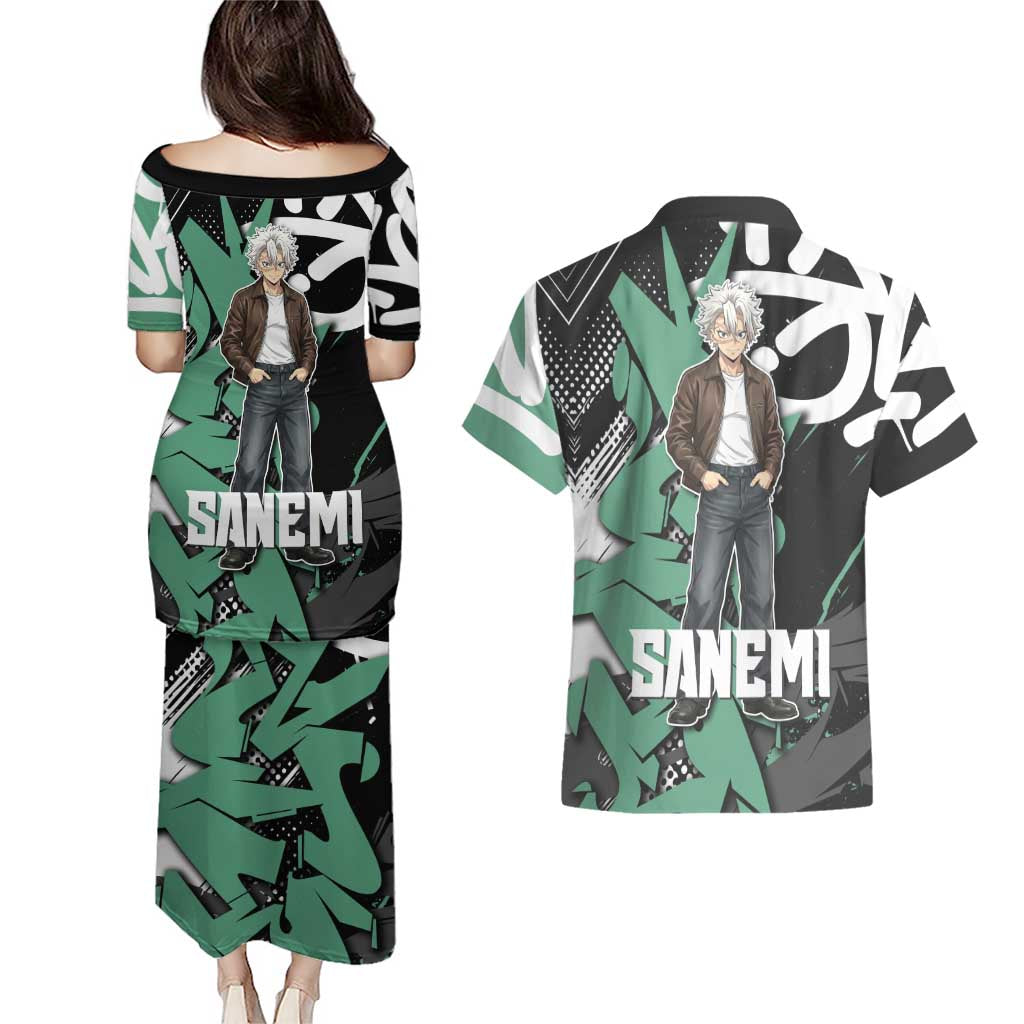 Sanemi Demon Slayer Couples Matching Puletasi and Hawaiian Shirt Graffiti Street Anime Design