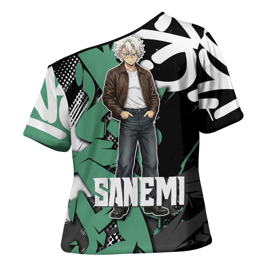 Sanemi Demon Slayer Cross Shoulder Shirt Graffiti Street Anime Design