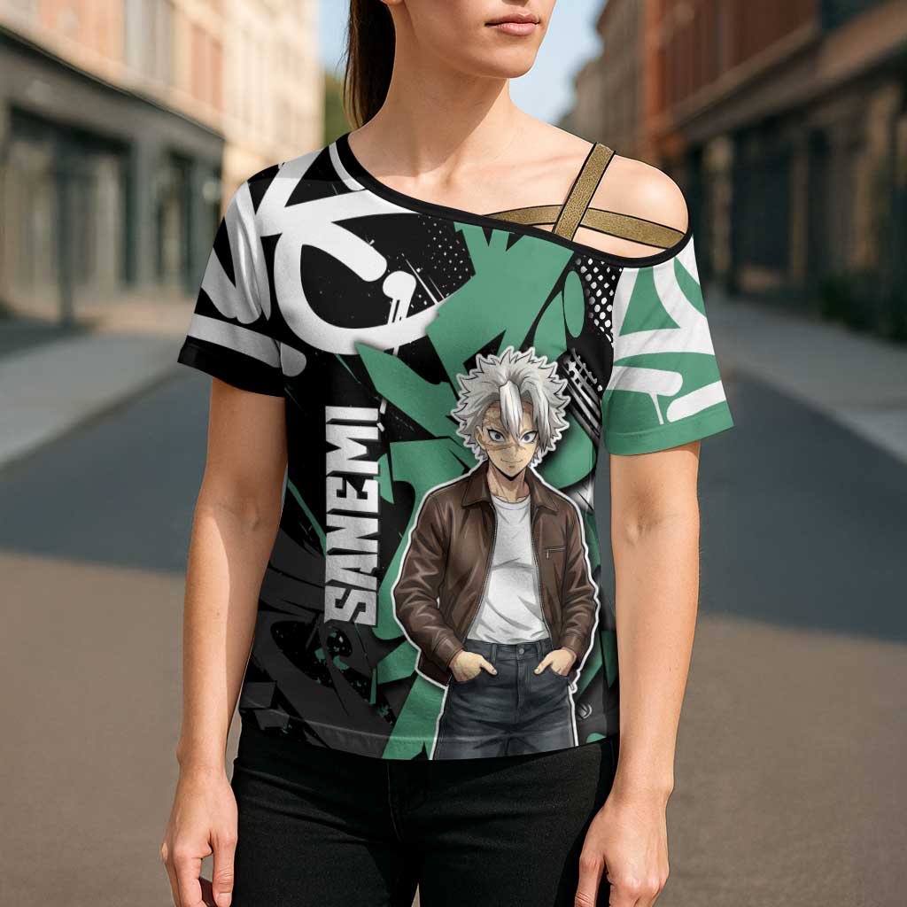 Sanemi Demon Slayer Cross Shoulder Shirt Graffiti Street Anime Design
