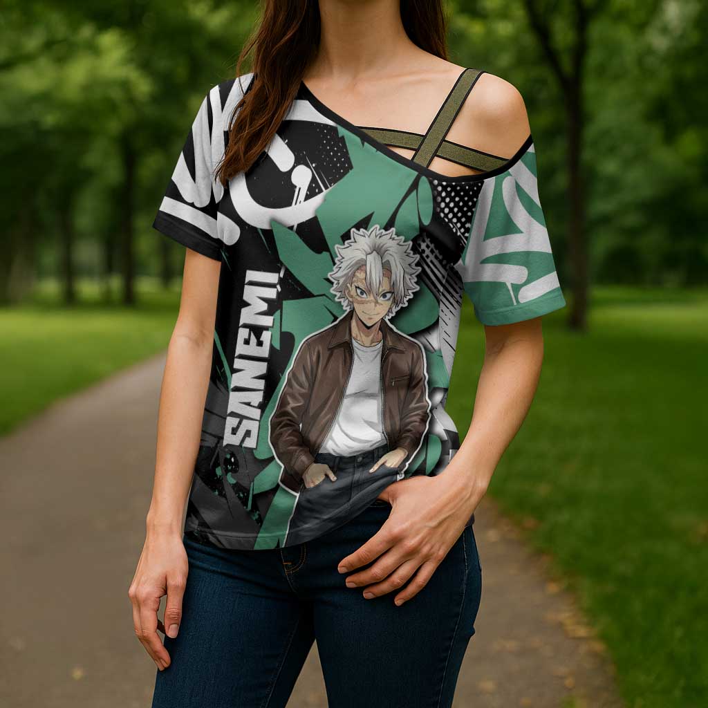 Sanemi Demon Slayer Cross Shoulder Shirt Graffiti Street Anime Design