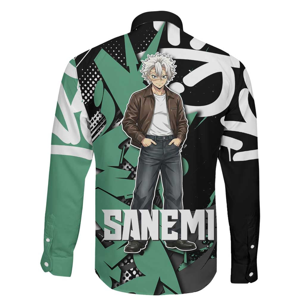 Sanemi Demon Slayer Family Matching Long Sleeve Bodycon Dress and Hawaiian Shirt Graffiti Street Anime Design