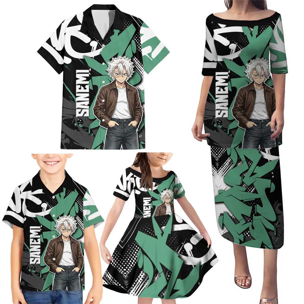Sanemi Demon Slayer Family Matching Puletasi and Hawaiian Shirt Graffiti Street Anime Design