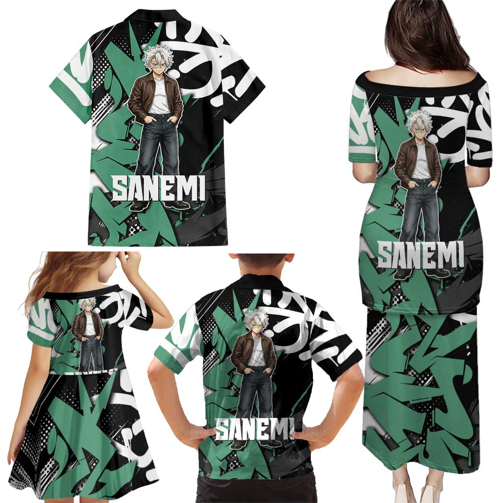 Sanemi Demon Slayer Family Matching Puletasi and Hawaiian Shirt Graffiti Street Anime Design