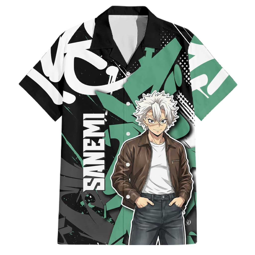 Sanemi Demon Slayer Family Matching Summer Maxi Dress and Hawaiian Shirt Graffiti Street Anime Design