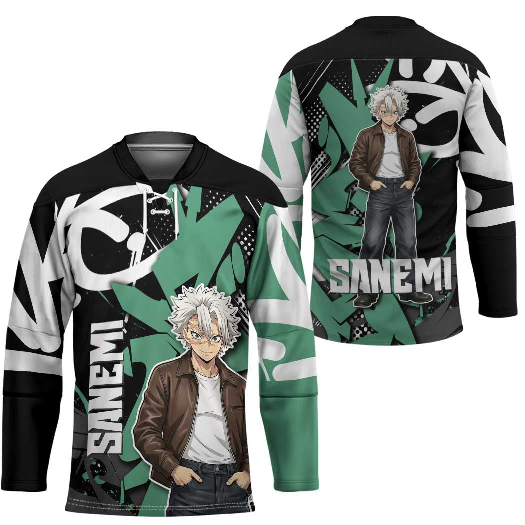 Sanemi Demon Slayer Hockey Jersey Graffiti Street Anime Design