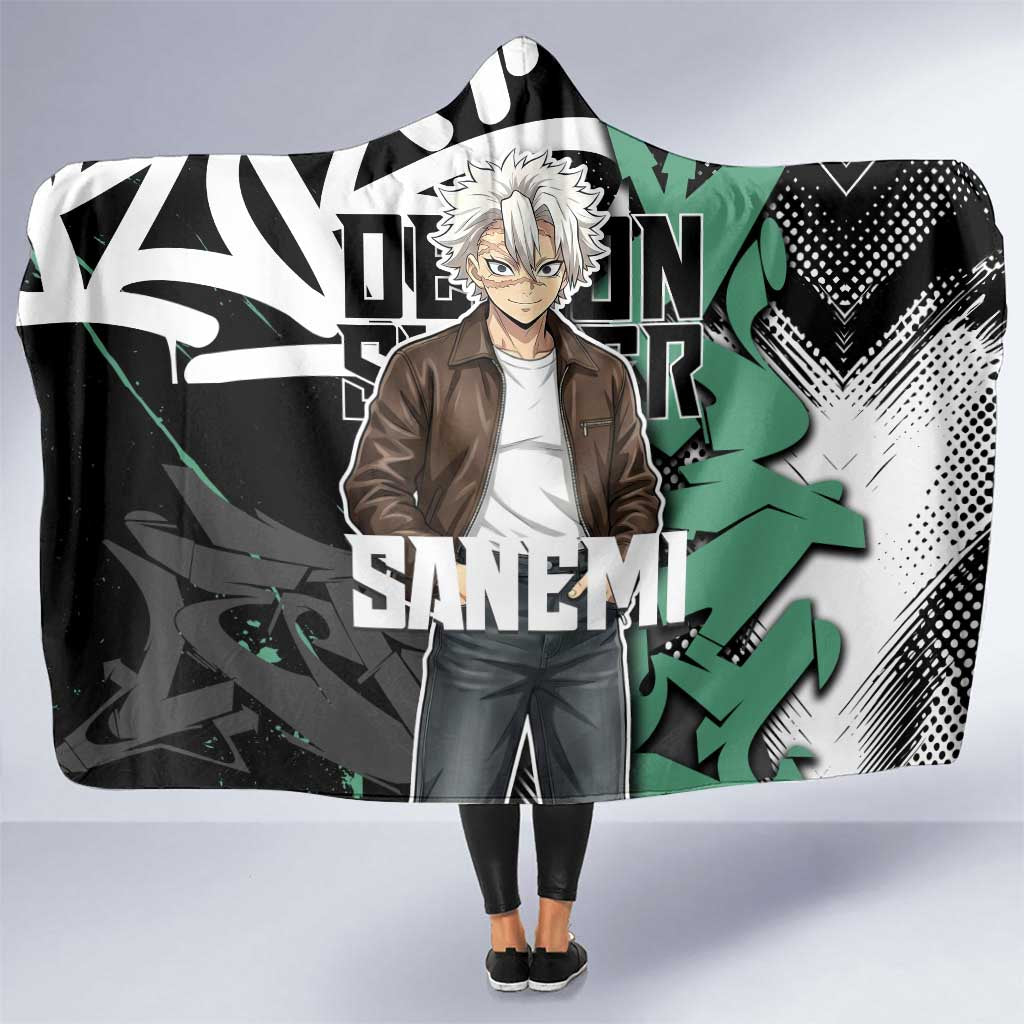 Sanemi Demon Slayer Hooded Blanket Graffiti Street Anime Design