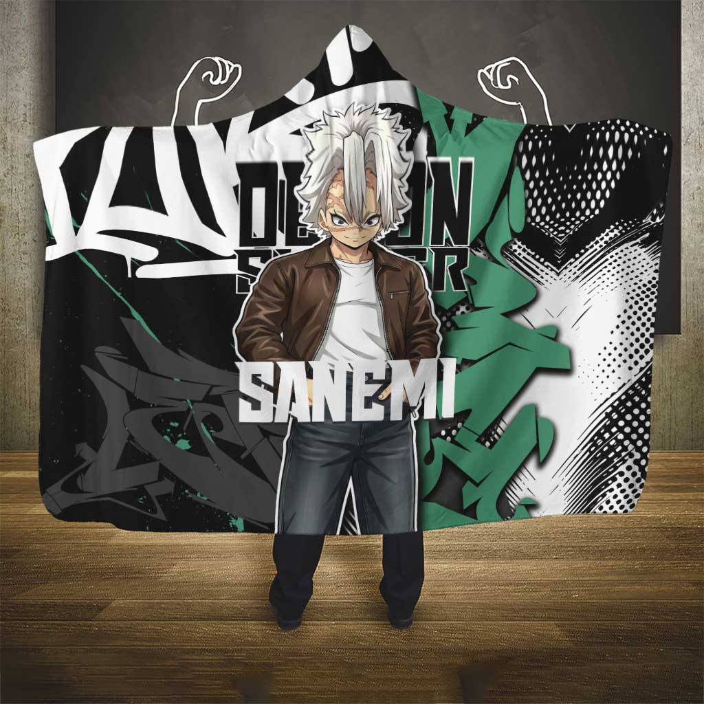 Sanemi Demon Slayer Hooded Blanket Graffiti Street Anime Design