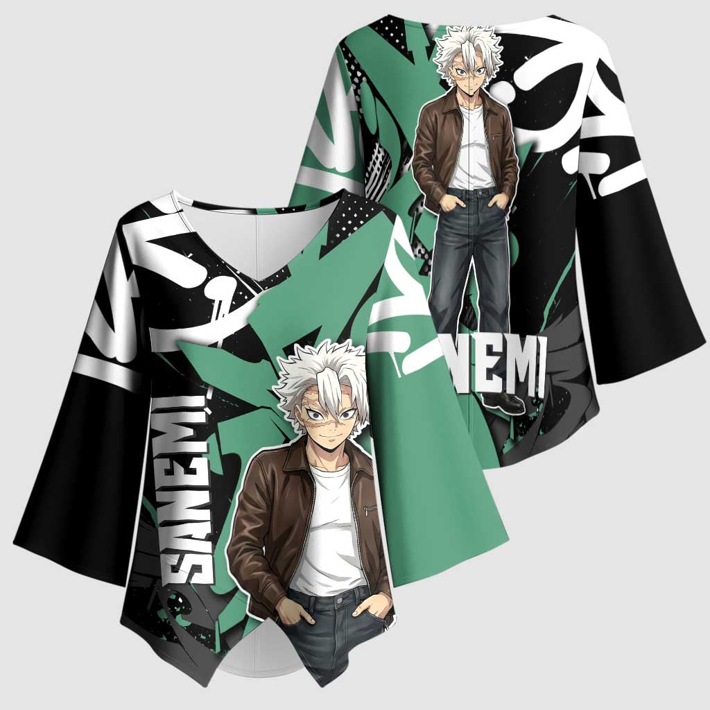 Sanemi Demon Slayer Kimono Sleeve Blouse Graffiti Street Anime Design