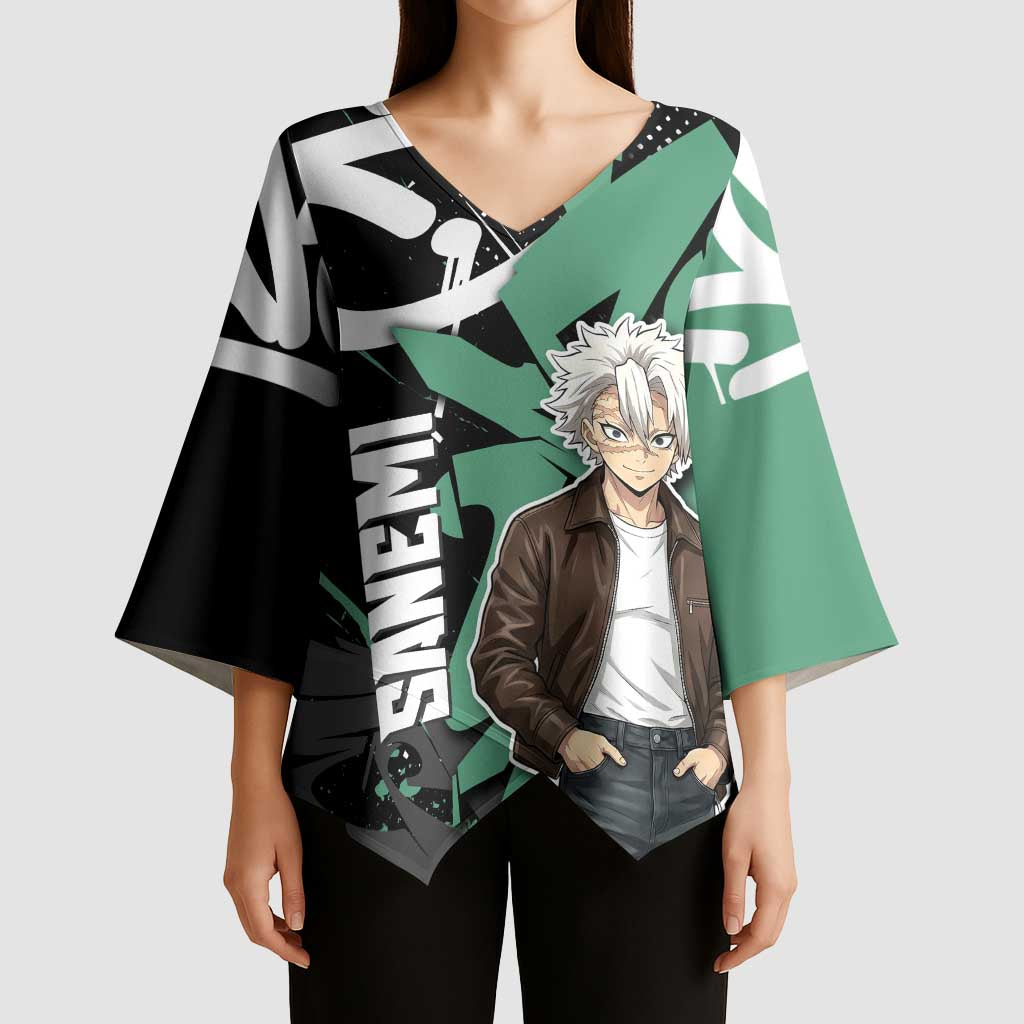 Sanemi Demon Slayer Kimono Sleeve Blouse Graffiti Street Anime Design