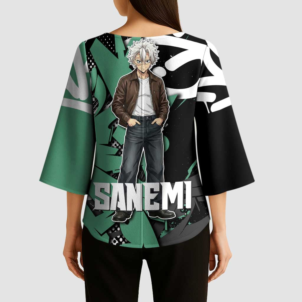 Sanemi Demon Slayer Kimono Sleeve Blouse Graffiti Street Anime Design
