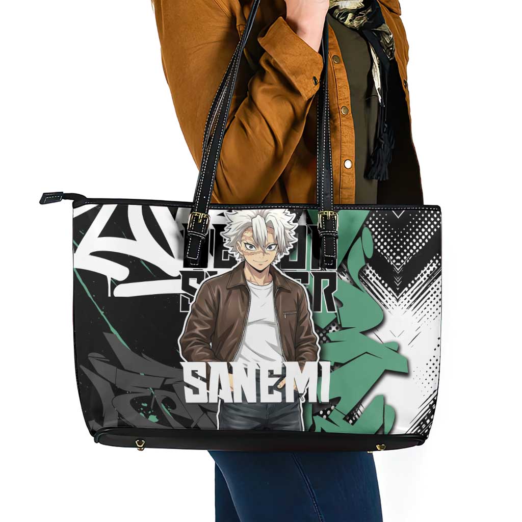 Sanemi Demon Slayer Leather Tote Bag Graffiti Street Anime Design