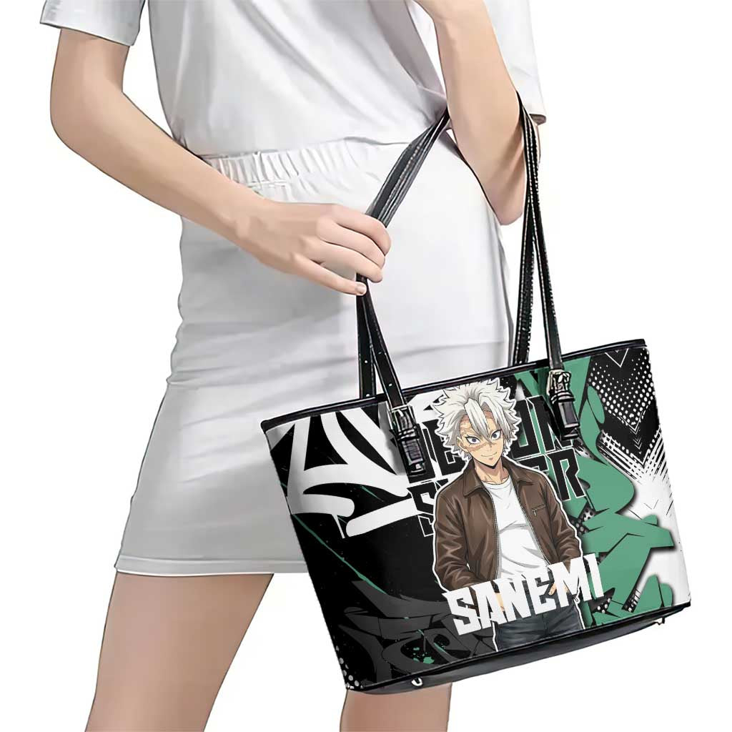 Sanemi Demon Slayer Leather Tote Bag Graffiti Street Anime Design
