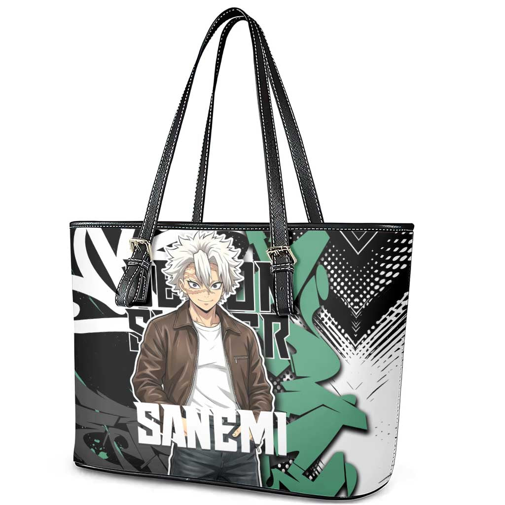 Sanemi Demon Slayer Leather Tote Bag Graffiti Street Anime Design