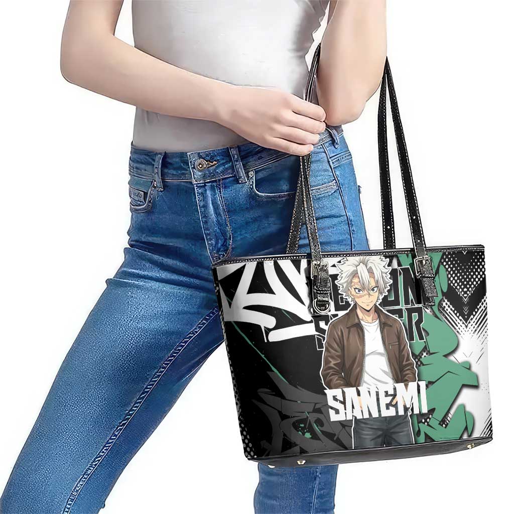 Sanemi Demon Slayer Leather Tote Bag Graffiti Street Anime Design