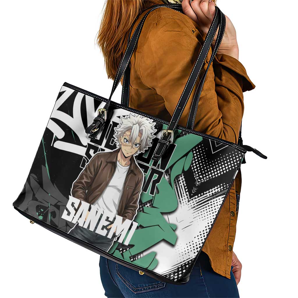 Sanemi Demon Slayer Leather Tote Bag Graffiti Street Anime Design