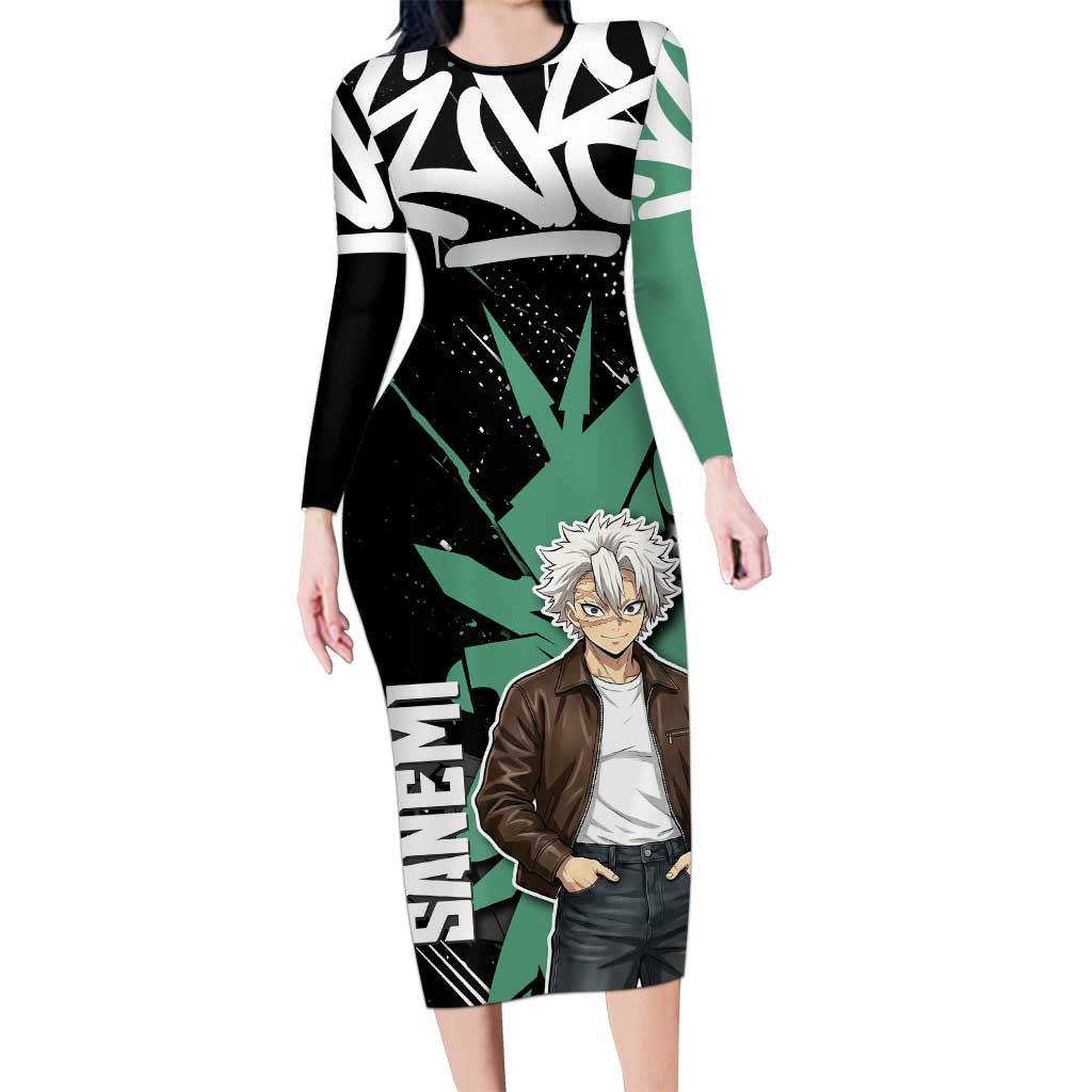 Sanemi Demon Slayer Long Sleeve Bodycon Dress Graffiti Street Anime Design