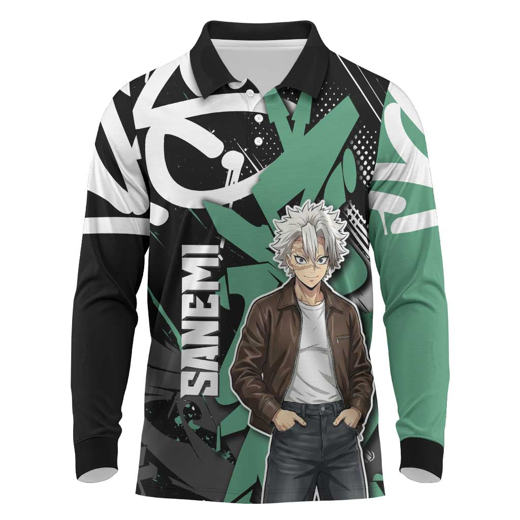 Sanemi Demon Slayer Long Sleeve Polo Shirt Graffiti Street Anime Design