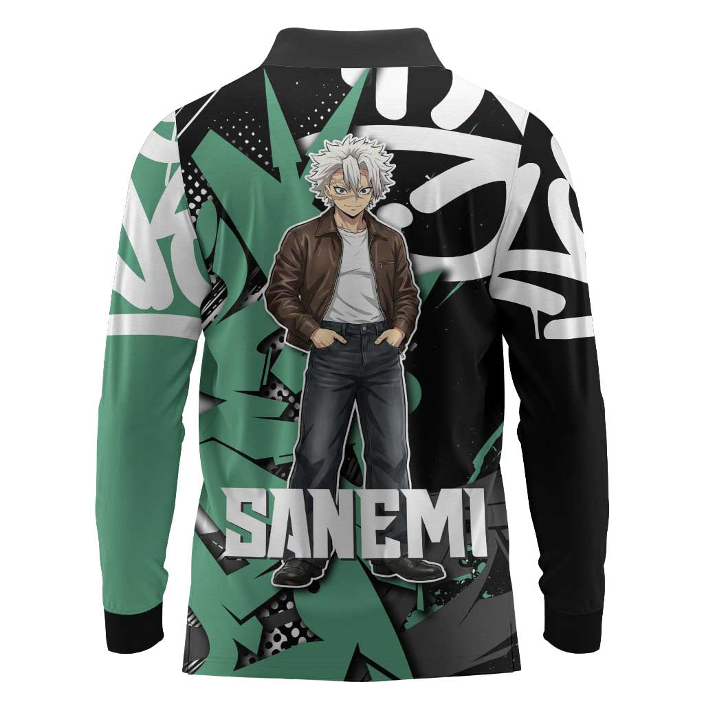 Sanemi Demon Slayer Long Sleeve Polo Shirt Graffiti Street Anime Design